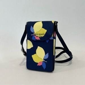 Kate Spade Lemon Zest Blue Crossbody Phone Bag Navy Floral Print